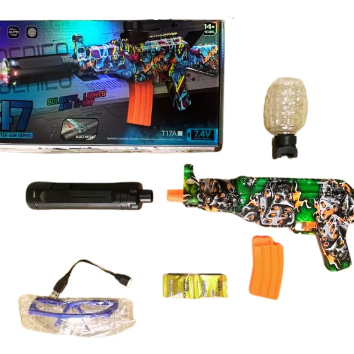 Pistola Hidrogel Ak-47 Con Luces Y Humo